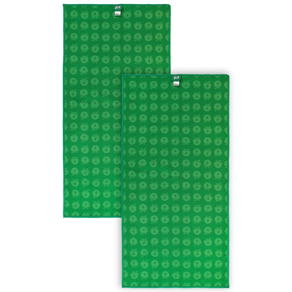 2 pak håndklæde 70x140 med æbler - Apple green Børn Badekåber & Håndklæder