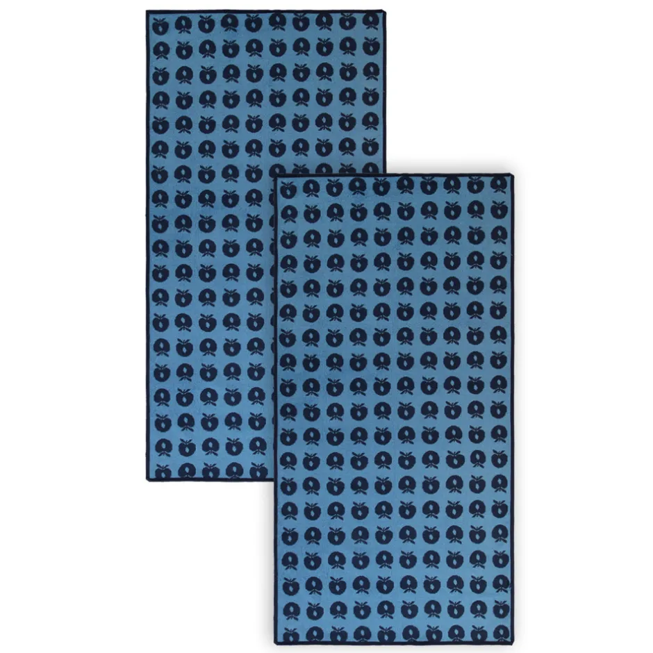 Best 2 pak håndklæde 70x140 med æbler - Blue Børn Badekåber & Håndklæder