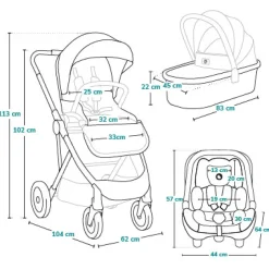Amber 3-i-1 - Black onyx Kombivognspakker|Vognpakker