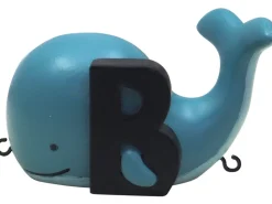 Hot B bogstav med blåhval til navnetog Børn Fødselsdagstoge