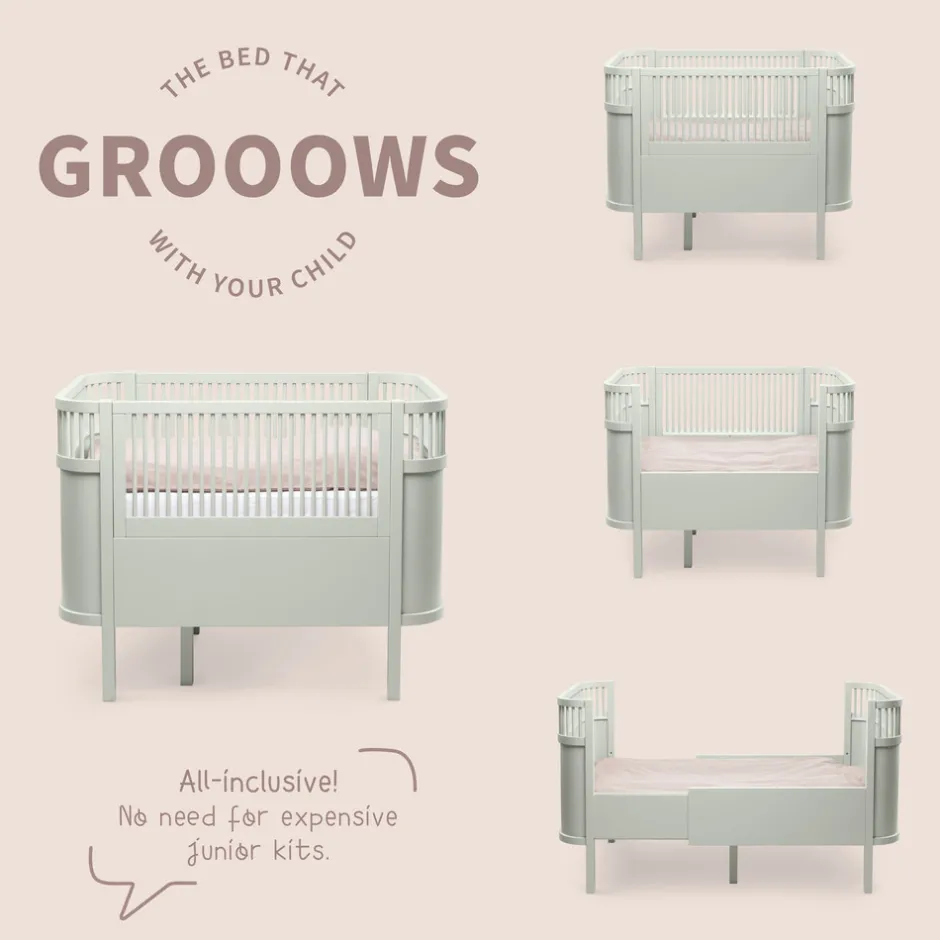 Baby & Jr. seng - mist green - FSC® Børn Tremmesenge