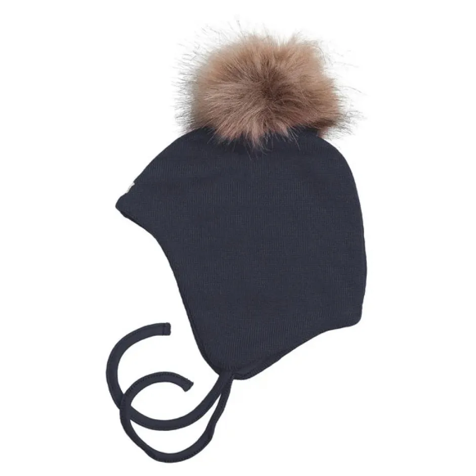 Outlet Baby Djævlehue m. Kvast - Classic navy Babyhjelme|Uldhuer, Uldvanter & Uldfutter