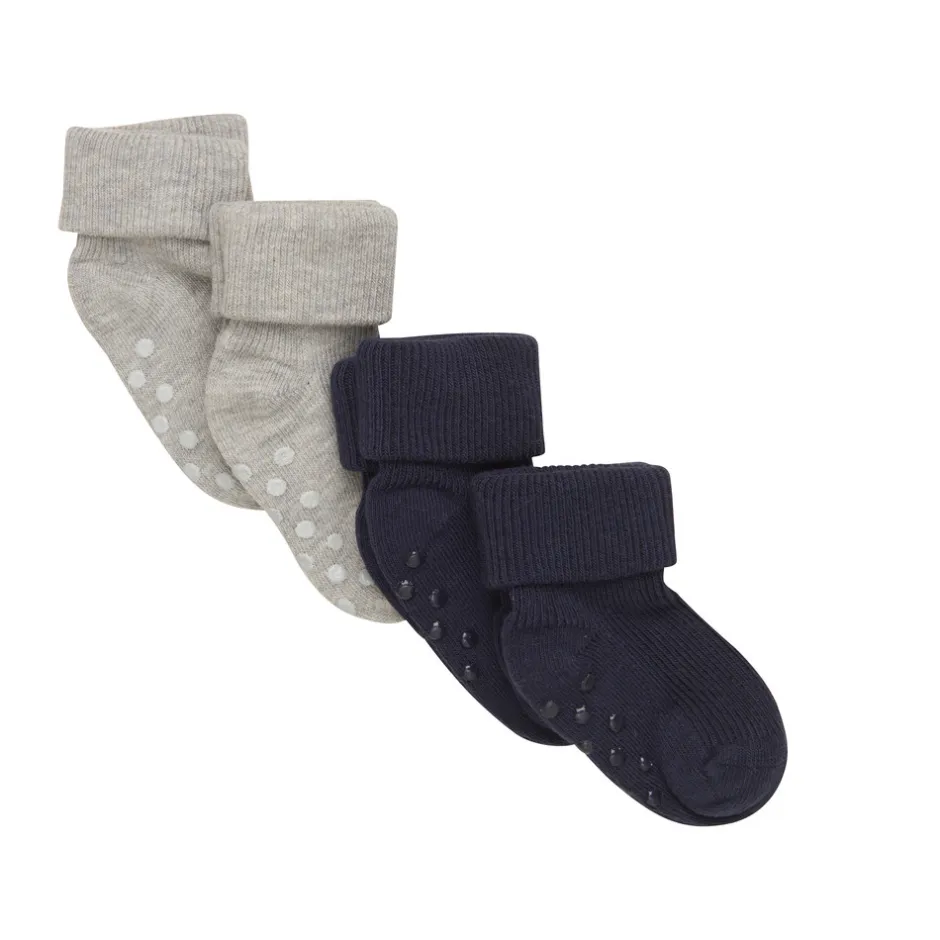 Baby rib strømpe m. ABS (4-pak) - 778 Strømper|Multipack
