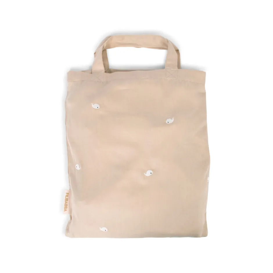 Online Baby sengetøj - Warm grey med broderet Christian hval Børn Sengetøj