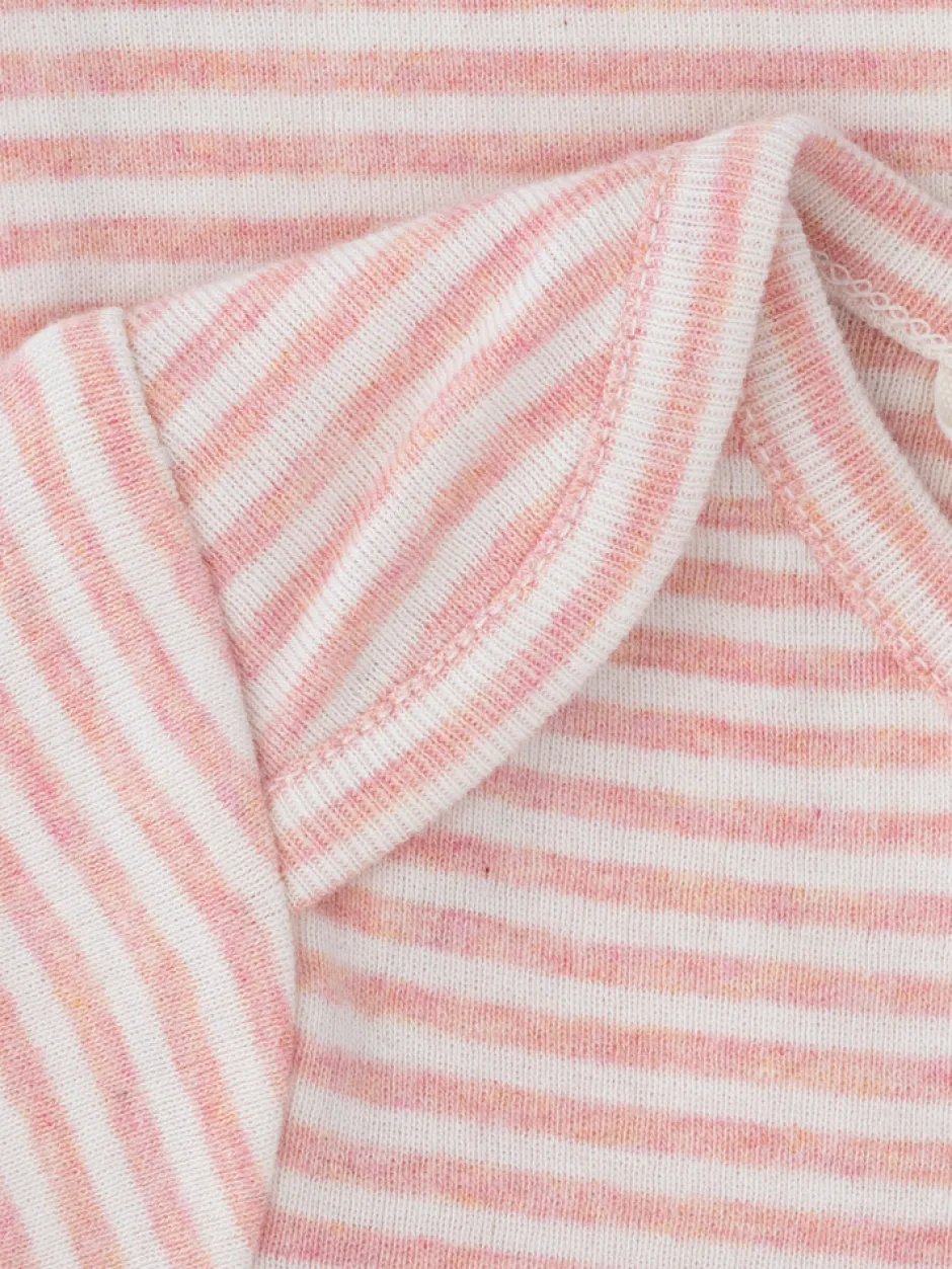 Baby Stribet Body - CORAL/OW Bodystocking Langærmet