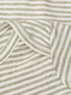 Hot Baby Stribet Body - SAGE/ECRU Bodystocking Langærmet