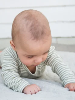 Hot Baby Stribet Body - SAGE/ECRU Bodystocking Langærmet