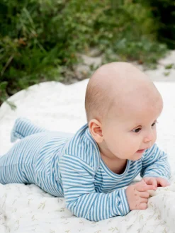 Online Baby Stribet Dragt - AZURSTRIPE Heldragter M. Fod