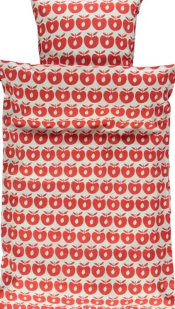 Discount Babysengetøj 70x100cm med æbler - Red Børn Sengetøj