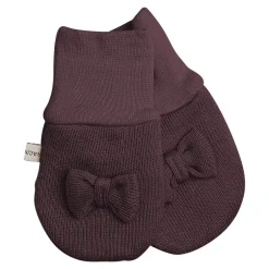 Discount Babyvanter u/tot m. Sløjfe - Red Grape Luffer & Vanter|Uldhuer, Uldvanter & Uldfutter