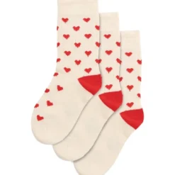Hot Bamboo hjerte strømper 3 pak - BRIGHT RED Strømper
