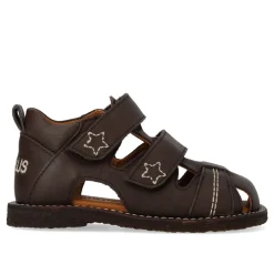 Online Begynder sandal med velcrolukning - Dark Brown Sandaler Med Lukket Tå|Begyndersandaler