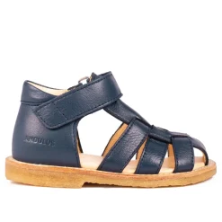 Outlet Begynder sandal med velcrolukning - Navy Sandaler Med Lukket Tå|Begyndersandaler