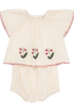 Online Bæk og bølge babyset m. broderi - BERRY Bodysæt