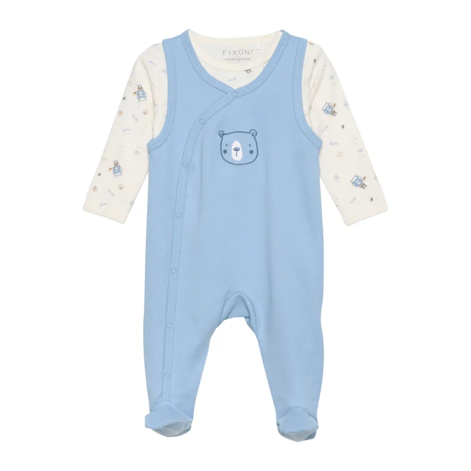 Sale Body langærmet m.romper - Ashley Blue Bodysæt|Heldragter M. Fod