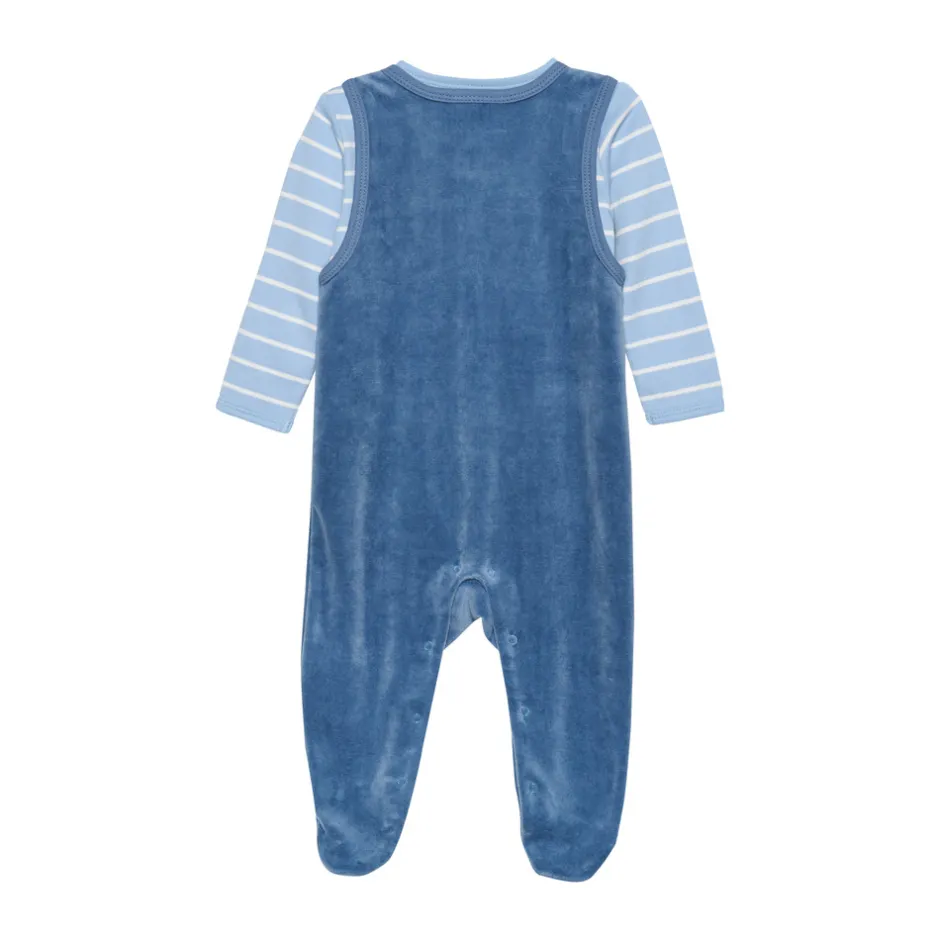 New Body langærmet m.velour romper - Blue Fushion Bodysæt|Heldragter M. Fod