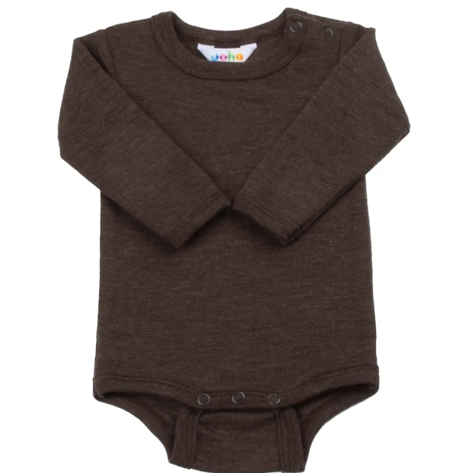 Body m/lange ærmer - Dark Brown Uldbodyer|Bodystocking Langærmet