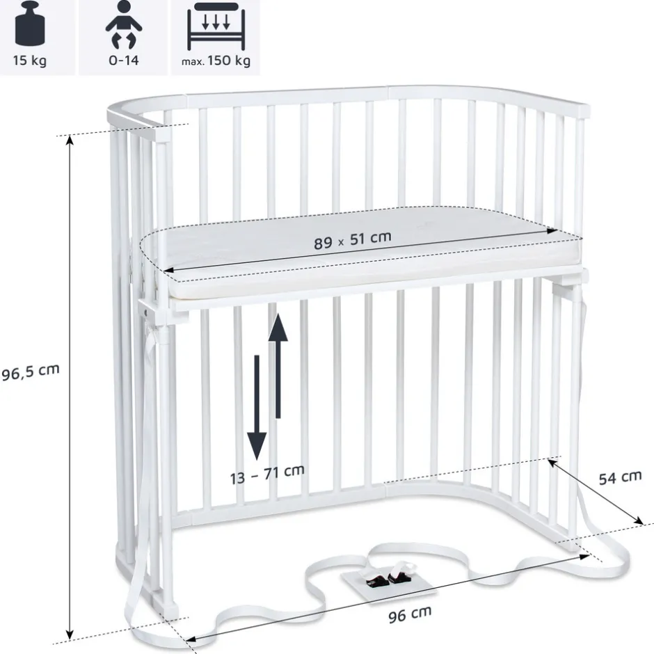 Outlet Boxspring bedside crib - Hvid Børn Side By Side Senge