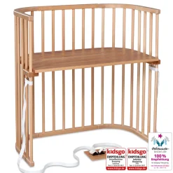 New Boxspring bedside crib - natural varnished Børn Side By Side Senge