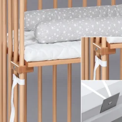 New Boxspring bedside crib - natural varnished Børn Side By Side Senge