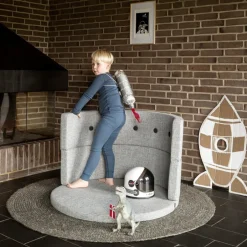 New Børnesofa cirkel - lysegrå/mørkegrå knap Børn Tumlemøbler