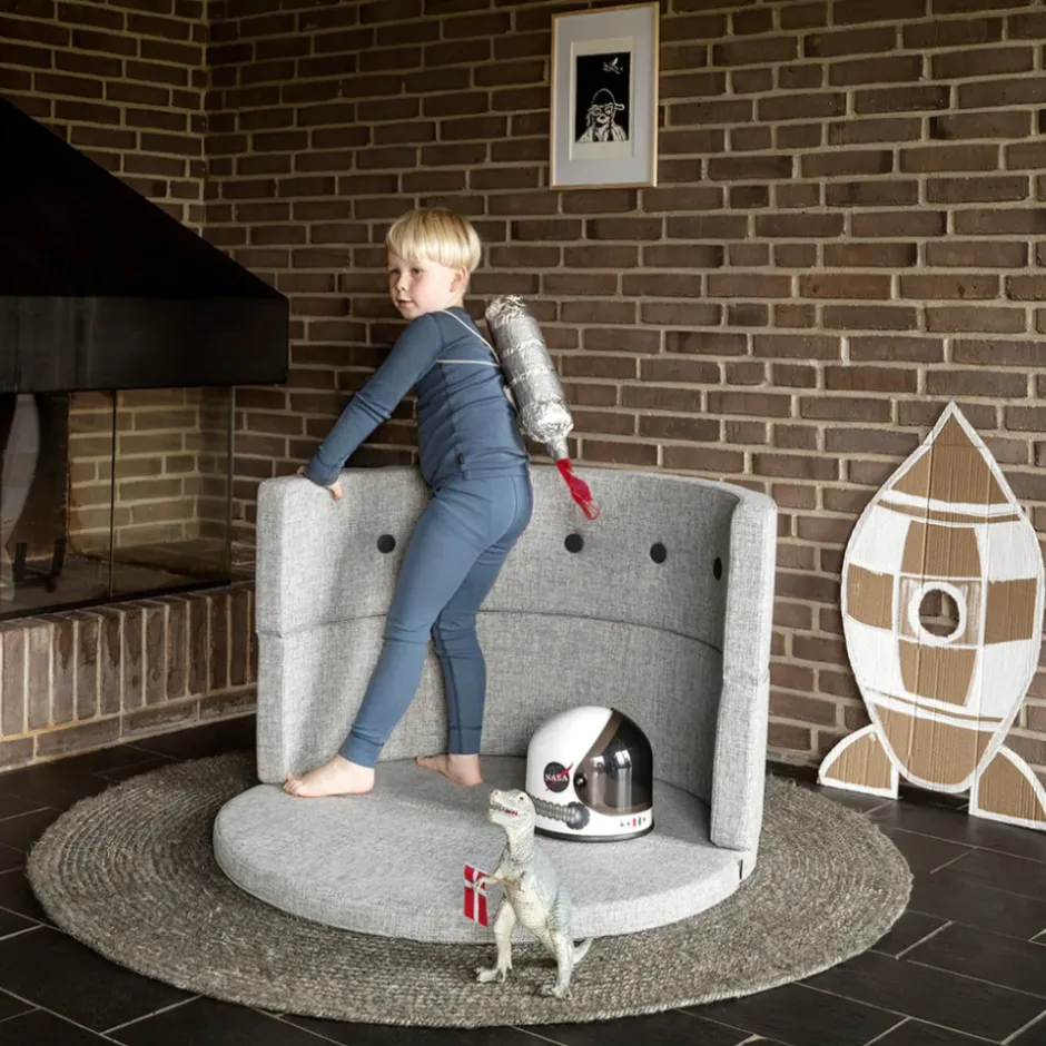 New Børnesofa cirkel - lysegrå/mørkegrå knap Børn Tumlemøbler