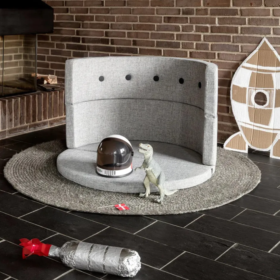 New Børnesofa cirkel - lysegrå/mørkegrå knap Børn Tumlemøbler
