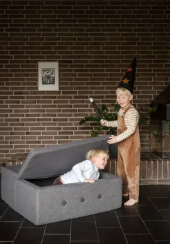 Sale Børnesofa, firkantet - mørkegrå/sortgrå knap Børn Tumlemøbler