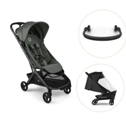 Online Butterfly 2 inkl. bøjle og regnslag - Black/Forest Green Klapvogne Med Flade Sæder|Vognpakker