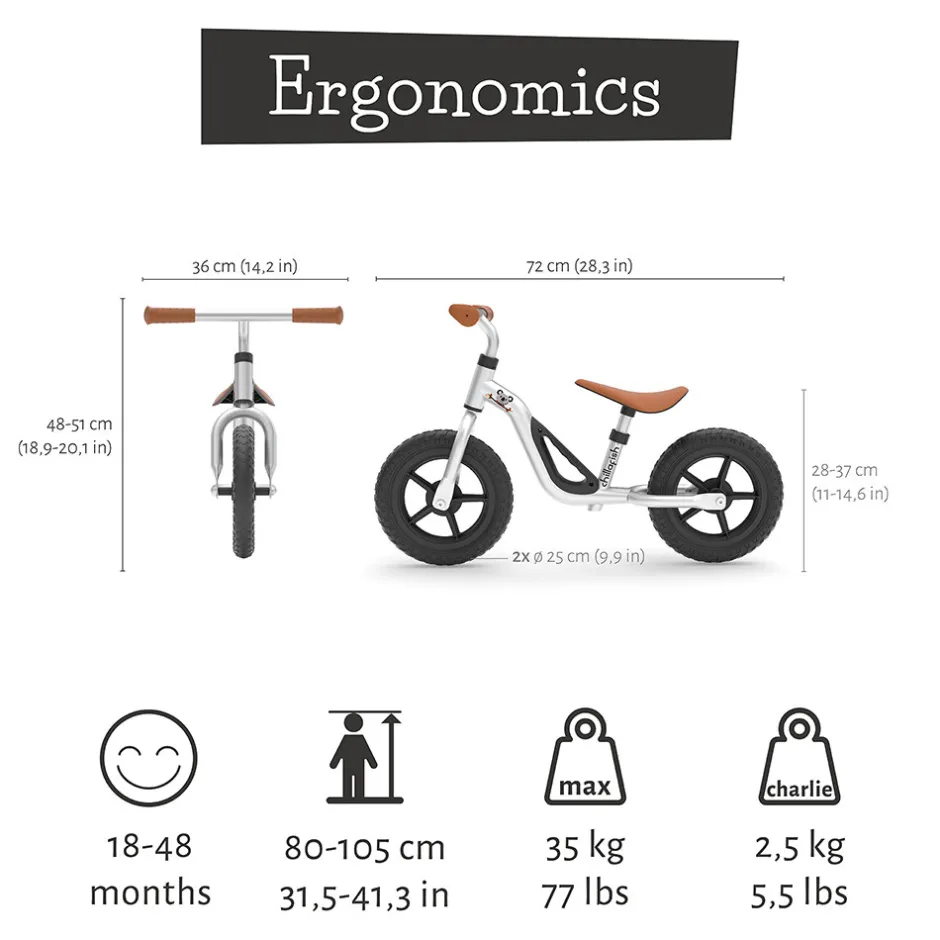 Online Charlie letvægts-balancecykel silver Løbecykler & Cykler