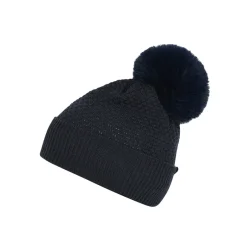 Online Chunky Oslo Beanie w fake fur - Navy Uldhuer, Uldvanter & Uldfutter