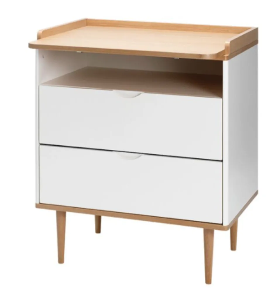 Best Curve puslekommode - hvid/eg Børn Pusleborde|Pusleborde