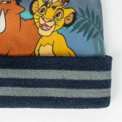 Best 2-Delt Hue og vante sæt - Lion King - GRÅ/BLÅ Luffer & Vanter|Elefanthuer & Huer