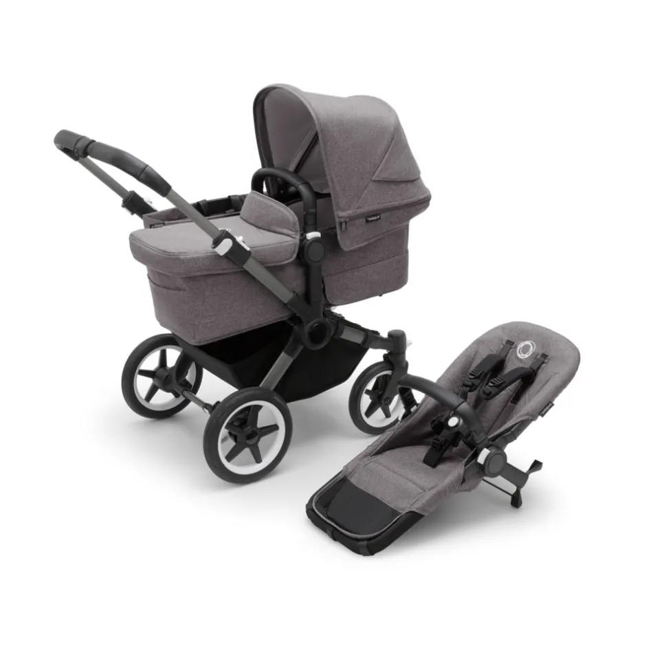 Discount Donkey 5 mono complete - grey melange/graphite stel Søskende/Tvillingevogne|Kombivogne Med Ergonomiske Sæder