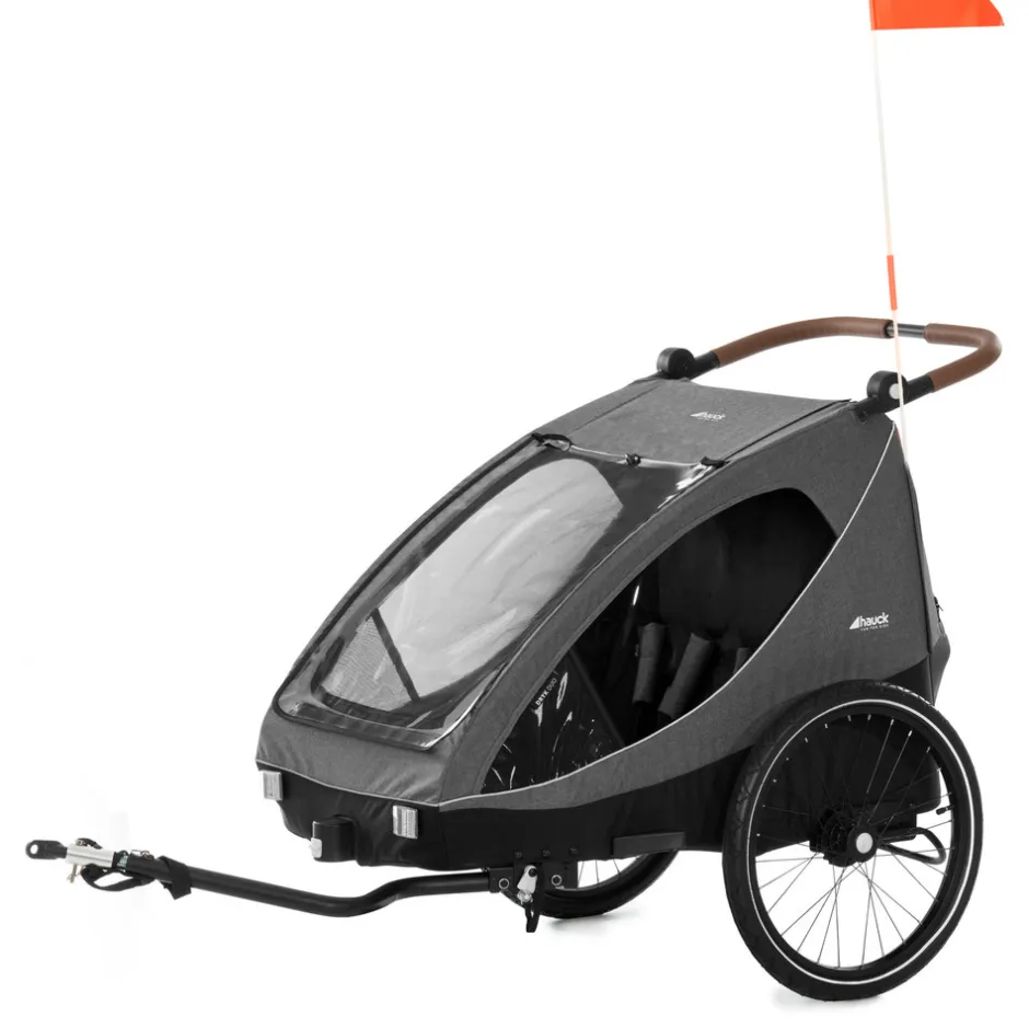 New Dryk duo cykelanhænger - melange grey Søskende/Tvillingevogne|Cykelvogne