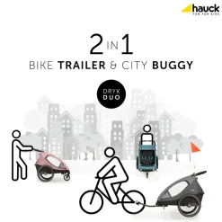 New Dryk duo cykelanhænger - melange grey Søskende/Tvillingevogne|Cykelvogne