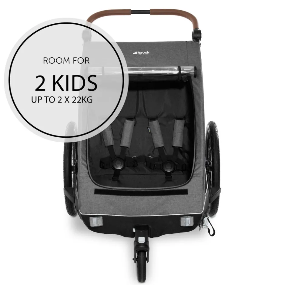 New Dryk duo cykelanhænger - melange grey Søskende/Tvillingevogne|Cykelvogne