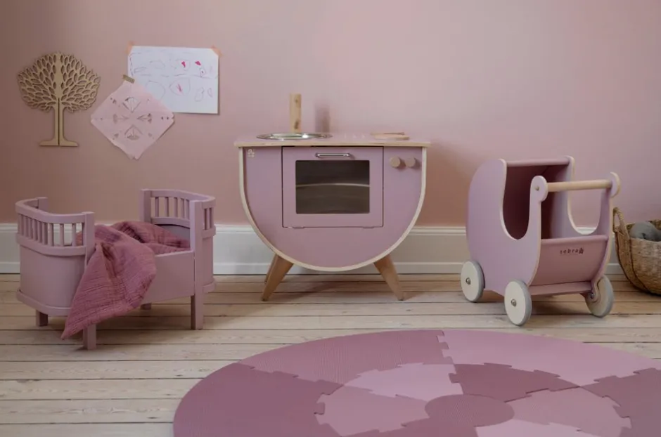 Clearance Dukkevogn i træ - blossom pink Dukkevogne & Senge