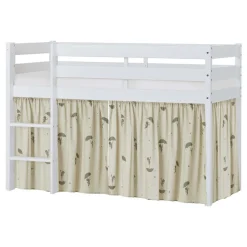 Sale ECO Comfort halvhøj seng hvid, med forhæng grøn Børn Pakkeløsninger|Juniorsenge