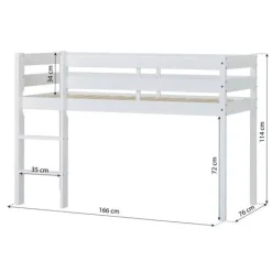 Sale ECO Comfort halvhøj seng hvid, med forhæng grøn Børn Pakkeløsninger|Juniorsenge