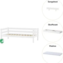 Discount ECO Comfort Juniorseng hvid, med sengehest, skuffesæt og madras Børn Pakkeløsninger|Juniorsenge