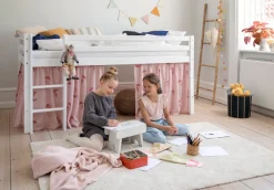 Online ECO Dream Halvhøj seng (delbar) hvid 90x200, med forhæng grøn Børn Pakkeløsninger|Juniorsenge