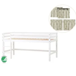 Best ECO Dream Halvhøj seng (delbar) hvid 70x160, med forhæng grøn Børn Pakkeløsninger|Juniorsenge