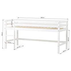 Best ECO Dream Halvhøj seng (delbar) hvid 90x200, med forhæng rød Børn Pakkeløsninger|Juniorsenge