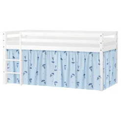 Clearance ECO Dream Halvhøj seng (delbar) hvid 90x200, med forhæng blå Børn Pakkeløsninger|Juniorsenge