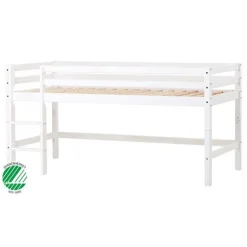 Clearance ECO Dream Halvhøj seng (delbar) hvid 90x200, med forhæng blå Børn Pakkeløsninger|Juniorsenge