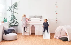 Clearance ECO Dream Halvhøj seng 70x160 cm. med Rutsjebane - hvid Børn Juniorsenge