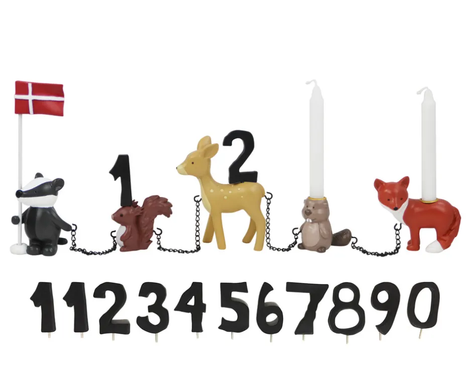 Best Fødselsdagstog, skovdyr m. 11 tal Børn Fødselsdagstoge