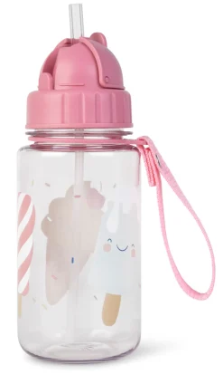 Outlet Flaske m. Sugerør - Pink Madkasser & Drikkedunke