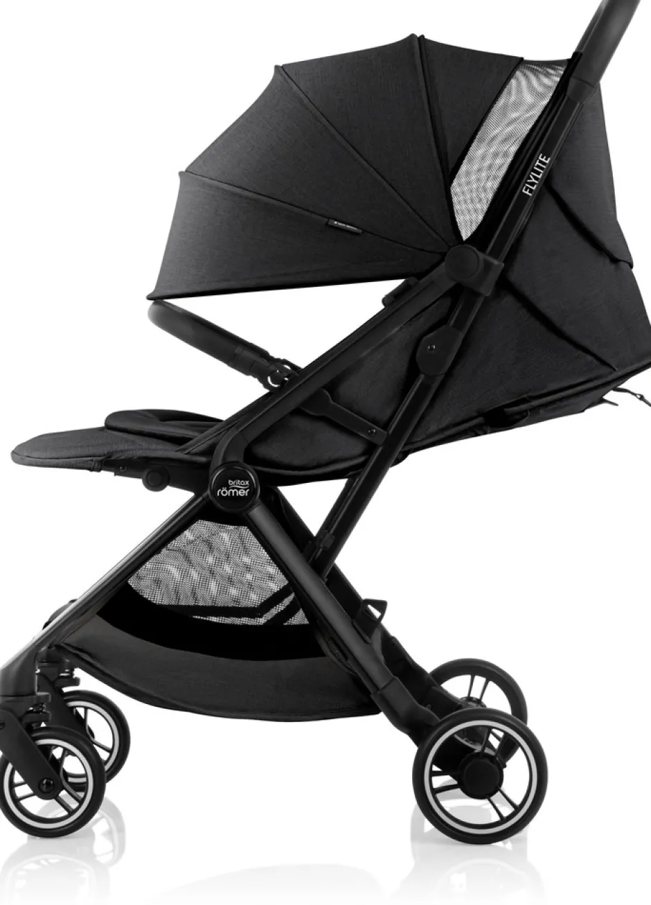 New Flylite - Carbon Black Klapvogne Med Flade Sæder|Rejseklapvogne